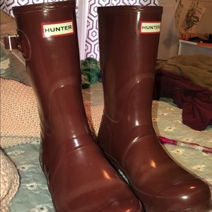 Maroon hunter rain boots